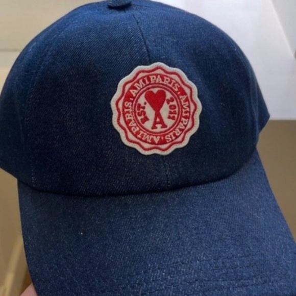 Ami Paris Denim Baseball Hat - Picture 2 of 3